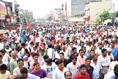 CITU organised a massive protest march and rally in Agartala on November 10 before the state conference of CITU.